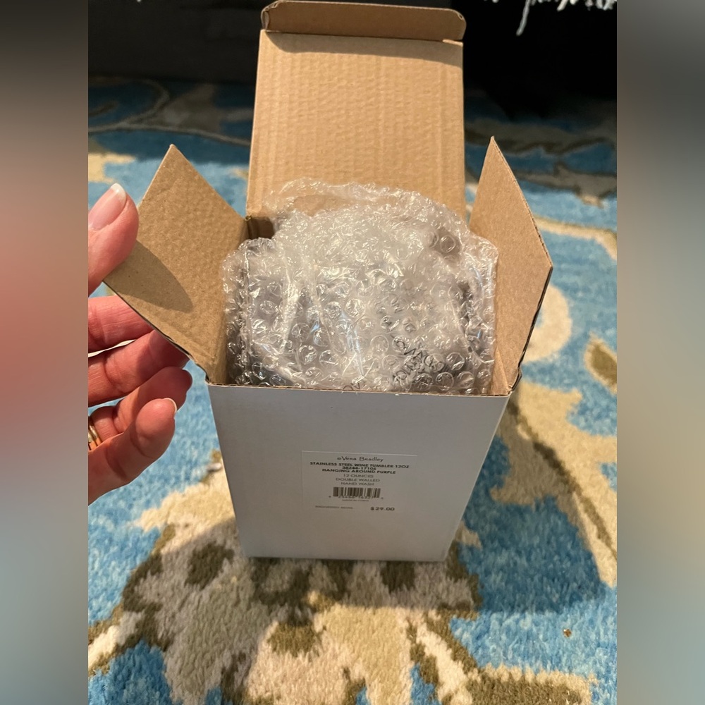 Vera Bradley Stainless Steel Wine Tumbler, Hanging Around Sloth, NIB, Purple - Picture 8 of 8